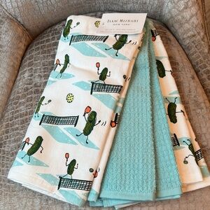 3 Isaac Mizrahi Playful Pickleball Print Towels - NWT